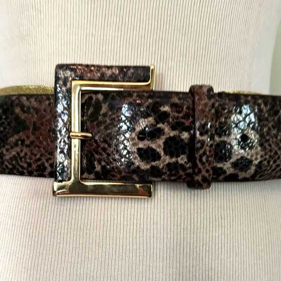 ? [Sandy G Duftler] Brown and Gold Snakeskin Print Belt Sz: XS main image 5